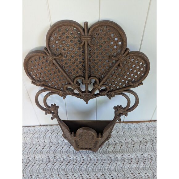 Vintage Burwood Faux Rattan Brown Wall Pocket - 2537 - Picture 8 of 8